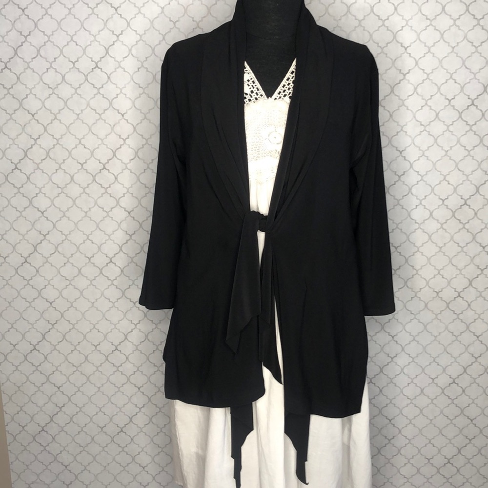Sympli Cardigan Open Front Tie Drape Waterfall 10